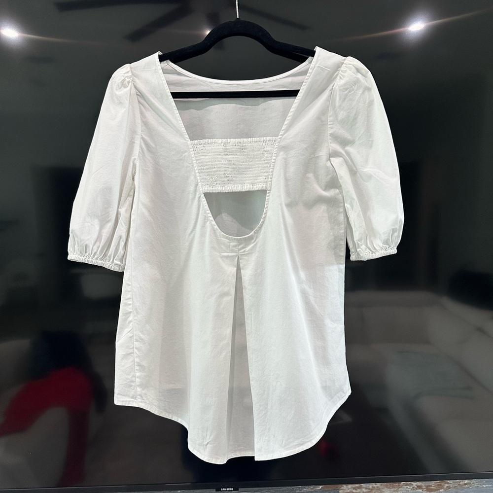 H by Halston White Boxy 3/4 Sleeve Blouse - Picture 4 of 8